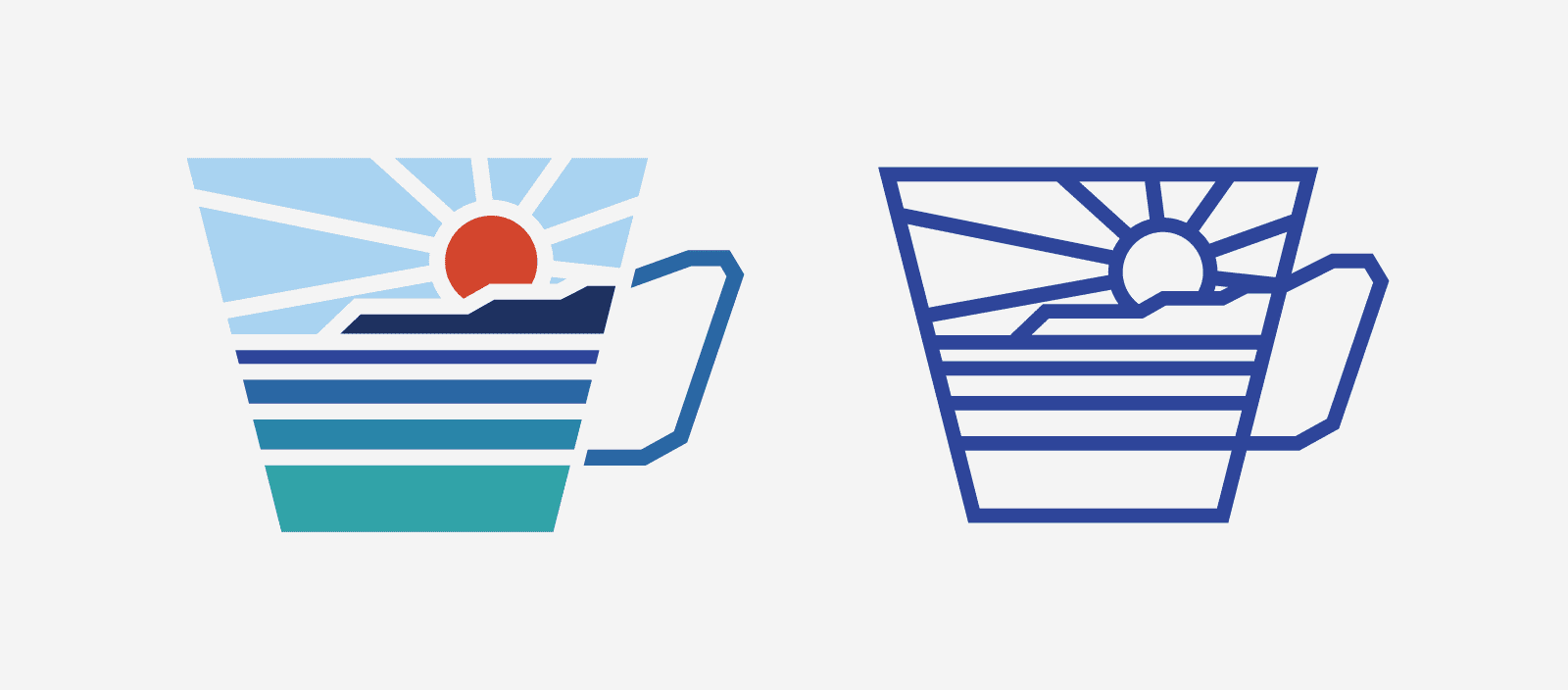 カフェ『平戸ベース』ロゴマーク 左：フルカラー版　右：単色版